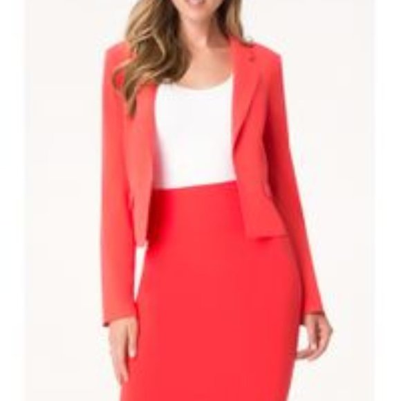 Bebe long sleeve notch lapel buttonless jacket red - Picture 3 of 4